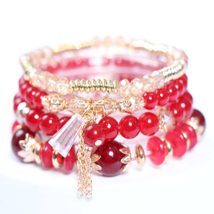 Wholesale Bohemian Multi-layer Crystal Temperament Bracelet Exotic Style Set Jewelry Women's Fashion Accessories JDC-BT-NHong005