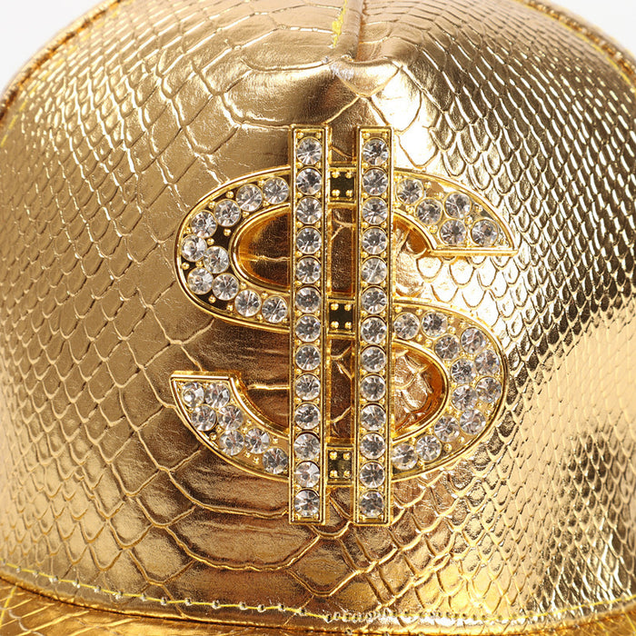 Wholesale PU Gold Dollar Sign Crocodile Pattern Flat Brim Baseball Cap JDC-FH-KuangH001