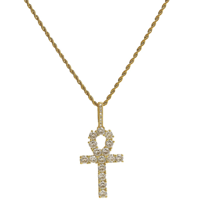 Wholesale 2PCS Brass Zircon Cross Pendant Necklace JDC-NE-BaiYi013