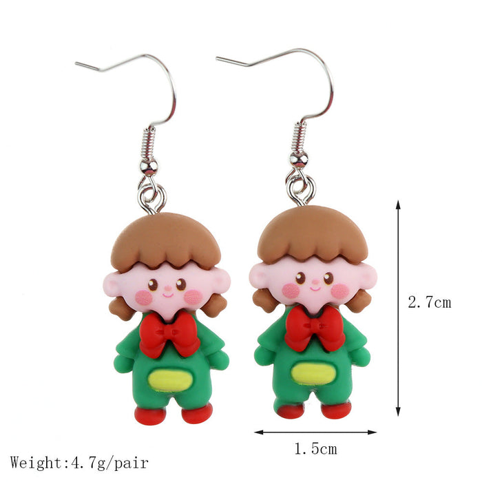 Wholesale Earrings Resin Santa Claus Snowflake Elk Bells Christmas Stockings JDC-ES-niqing023