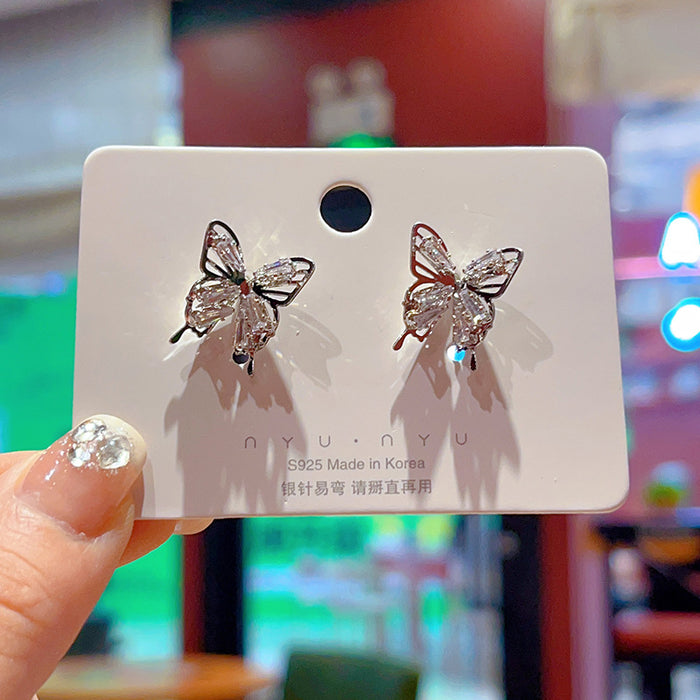 Wholesale Hollow Crystal Butterfly Stud Earrings JDC-ES-JiaoB004