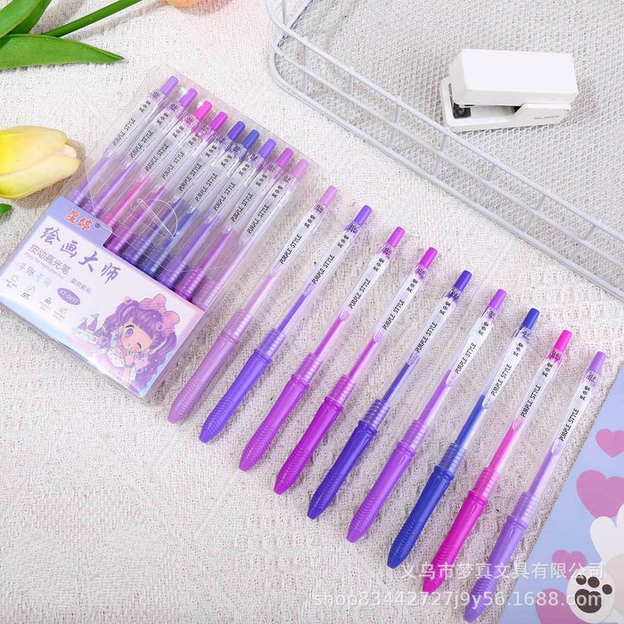 Wholesale 9pcs/ box Painting Hand Account Pen Set Large Capacity Color Press Pen