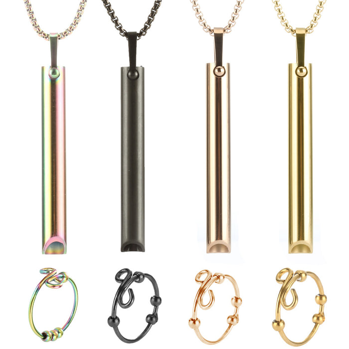 Wholesale Whistle necklace adjustment decompression ring set
