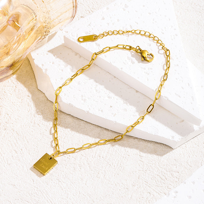 Wholesale Adjustable pendant letter anklet paperclip square