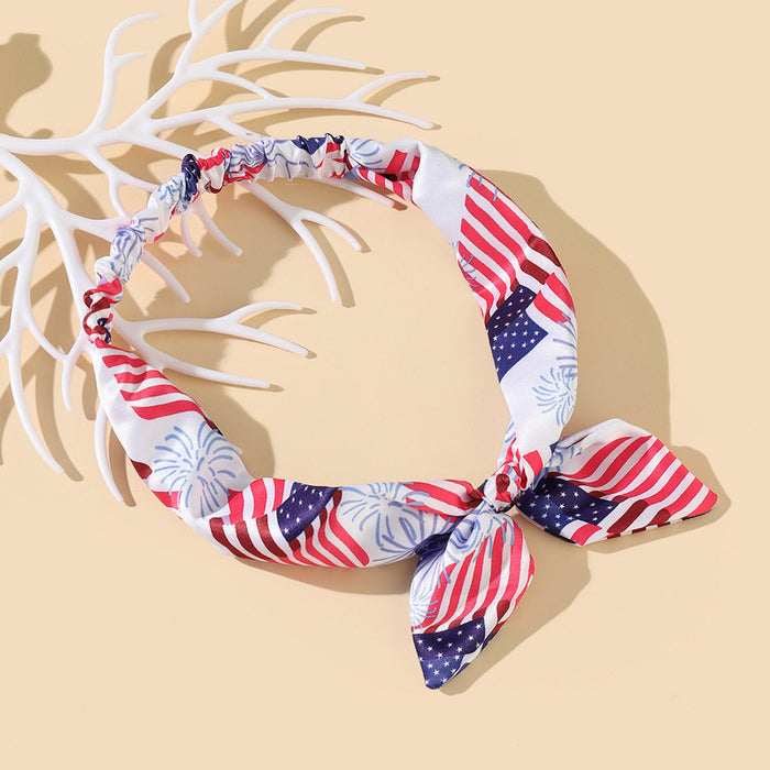 Wholesale 3PCS American Flag Independence Day Rabbit Ears Elastic Headband Bow Fabric Headband JDC-HD-JinZ003