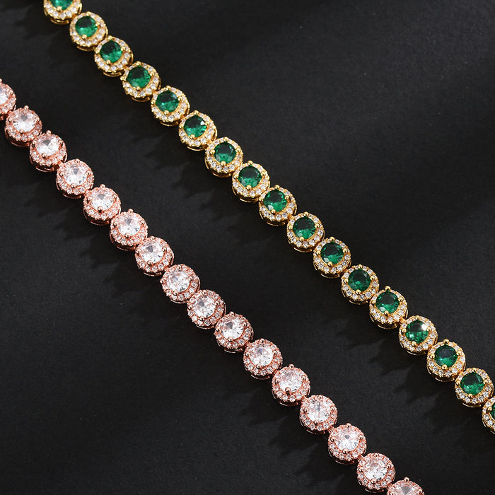 Wholesale Gold-plated Emerald Tennis Bracelet Full Diamond Zircon Bracelet