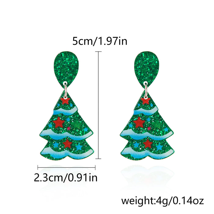 Wholesale Christmas cartoon glitter Christmas stockings Christmas gloves earrings versatile star print earrings