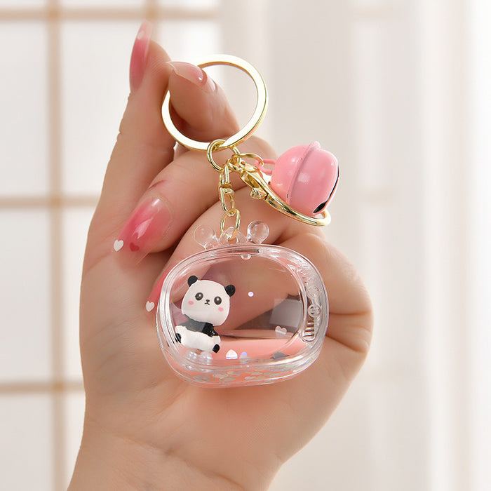 Wholesale Acrylic Oil Floating Doll Panda Keychain JDC-KC-ShuangD015