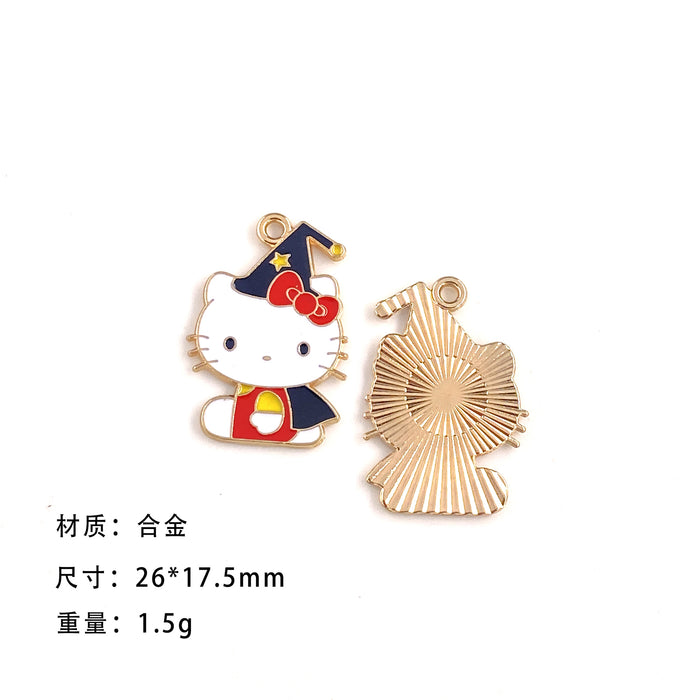 Wholesale 10pcs Cute personality cat cartoon collection alloy oil drop earrings pendant keychain pendant jewelry accessories