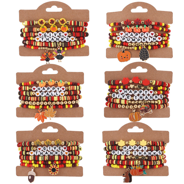 Wholesale Thanksgiving-themed polymer clay bracelet