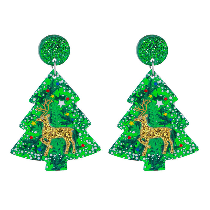 Wholesale New Year Christmas Acrylic Earrings Christmas Tree  Holiday Earrings