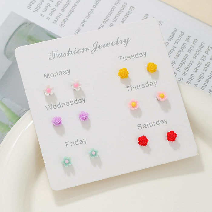 Wholesale 6Pcs Fruit Earring Set Strawberry Dopamine Earrings Alloy Drip Oil Fashion Accessory For Party Gift