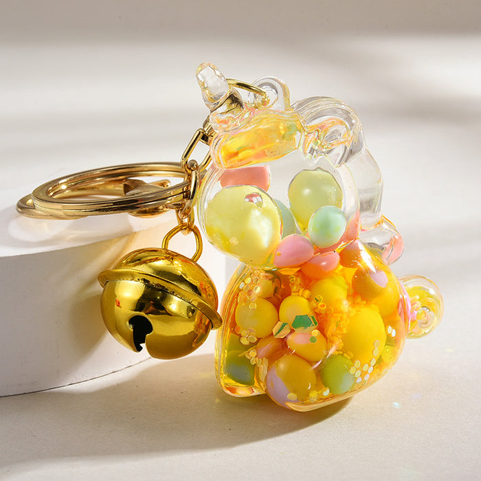 Wholesale  keychain jelly bean beads unicorn pendant  keychain bag ornaments