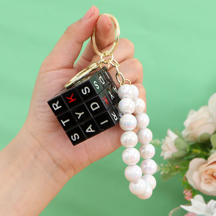 Wholesale Black Letter Keychain Pendant Trendy Puzzle Keychain Resale Car Key Accessory