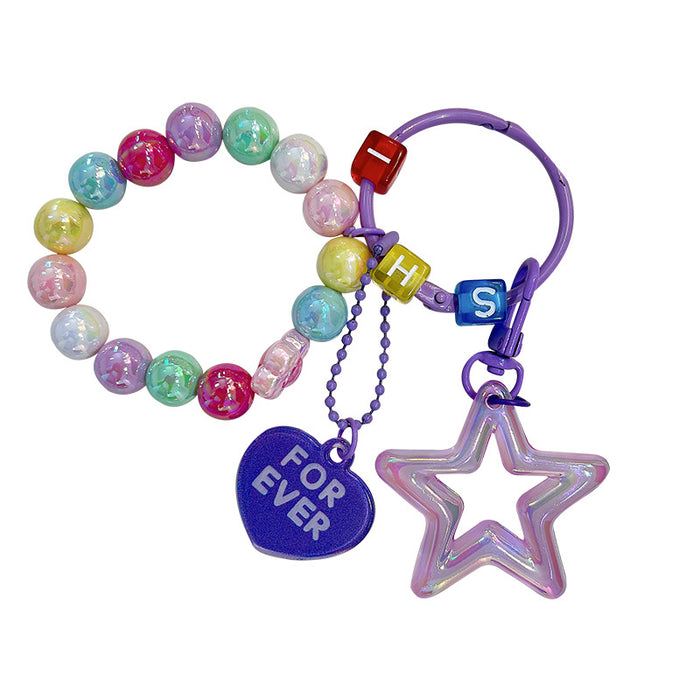 Wholesale Acrylic Cartoon Beaded Five-pointed Star Keychain JDC-KC-YanG066