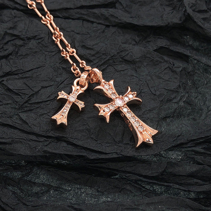 Wholesale Necklace with diamonds, cross pendant, vintage necklace accessory