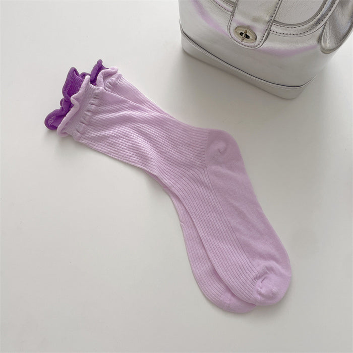 Wholesale Minimally spliced fake two-piece stacked socks thin design with double screw mouth transparent middle tube
