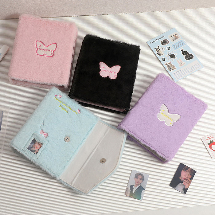 Wholesale Butterfly Plush Magnetic Full-Wrap 3-inch Loose-Leaf Storage Book