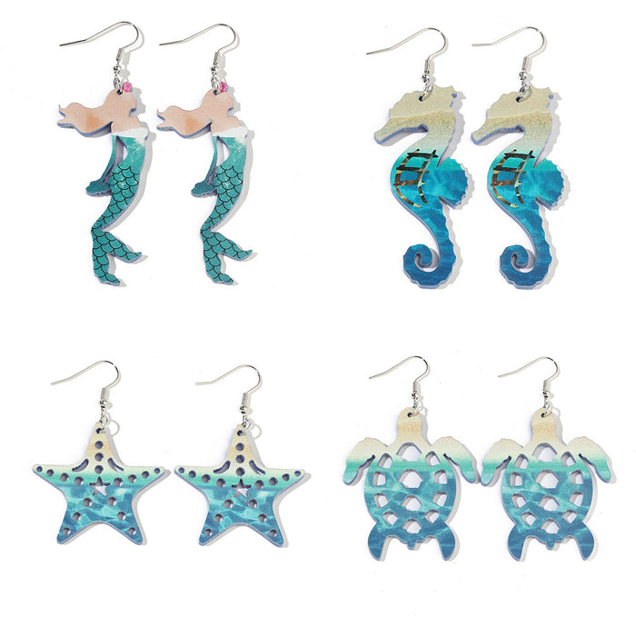 Wholesale Beach Ocean Wind Mermaid Seahorse Earrings
