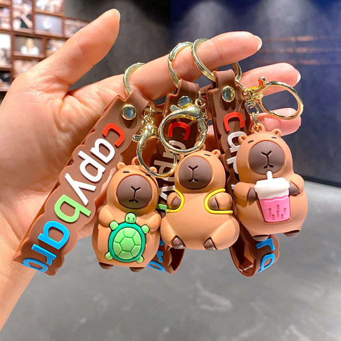 Wholesale Lovable Cabibala Keychain Cartoon Water Guinea Pig Doll Small Pendant Couple Key Chain School Bag Hanging Ornaments