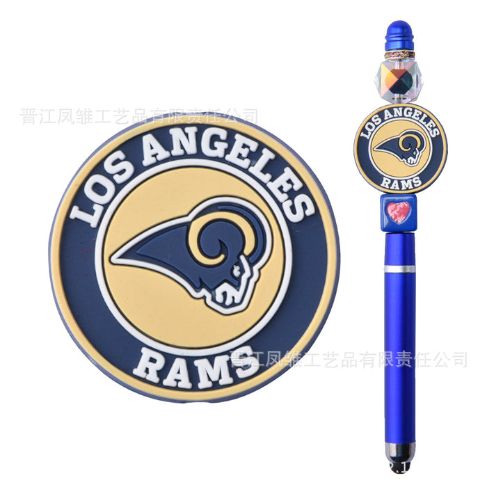 Wholesale 50pcs Rugby team series beads ballpoint pen beaded accessories fun stationery cartoon accessories detachable