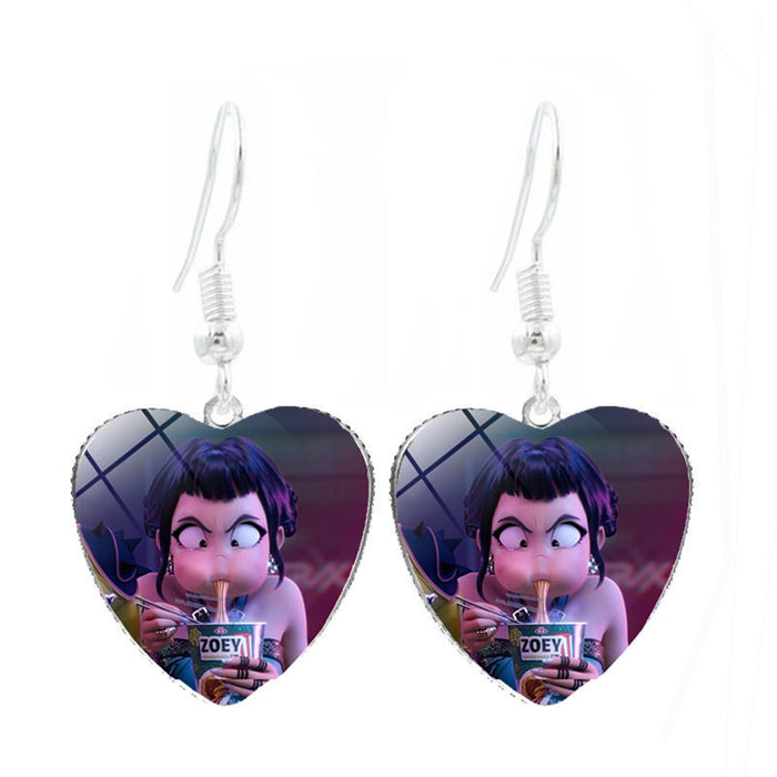 Wholesale Kpop Heart-shaped earrings cartoon anime personalized ear hooks and earrings
