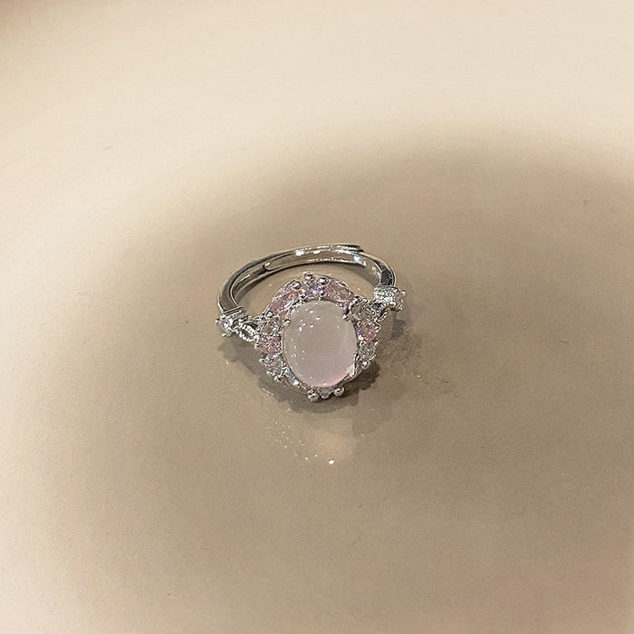 Wholesale Imitation Jade Marrow Butterfly Ring, Rotating Four Leaf Clover Flower Style, Stacked with Finger Ring