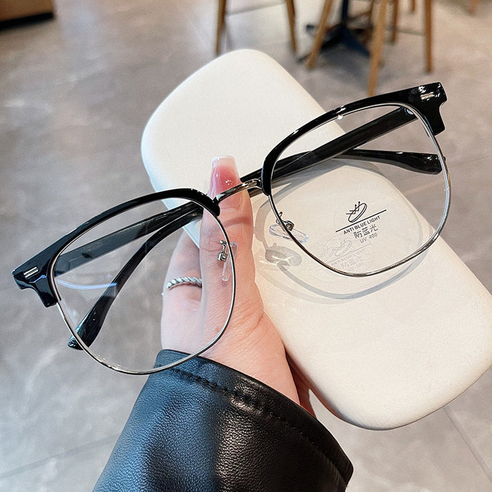 Wholesale Eyeframe, frame, large face, half frame, flat mirror, can be paired with myopia lenses