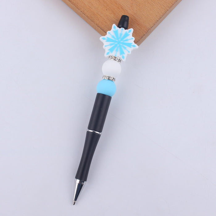 Wholesale Cartoon Christmas Santa Claus Silicone Plastic Bead Pen JDC-PN-GuangTian011