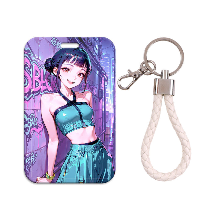 Wholesale 5 pcs KPOP Women' s Lanyard Hard Case Multi-functional Protective Card Holder Keychain