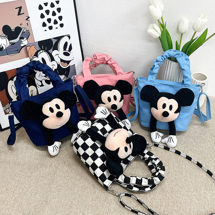 Wholesale Canvas cartoon plush bucket shoulder bag that can be carried by hand