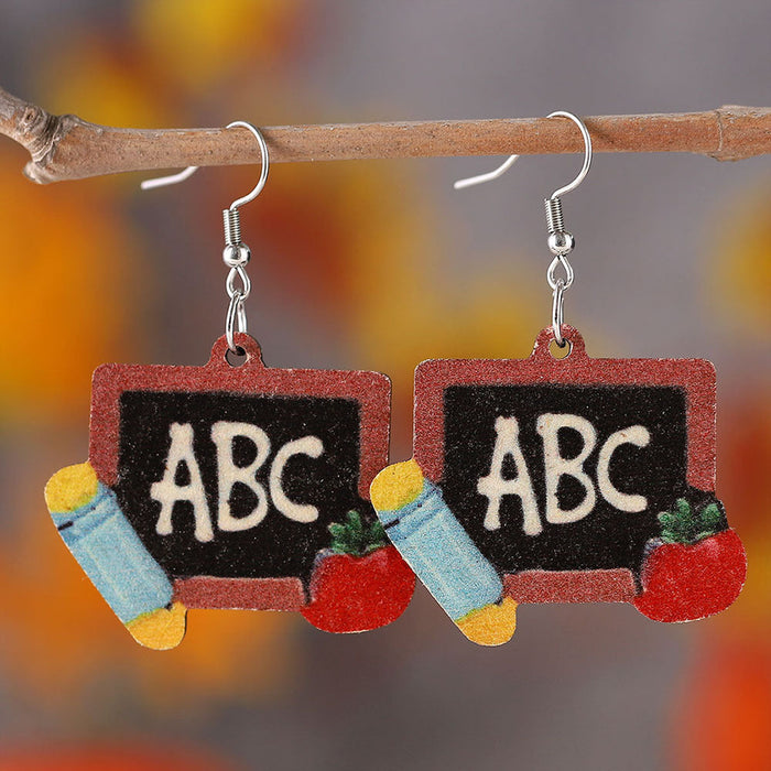 Wholesale earrings Double-sided painted wooden earrings JDC-ES-ChL020