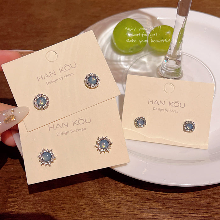 Wholesale Simple All-match Blue Crystal Earrings