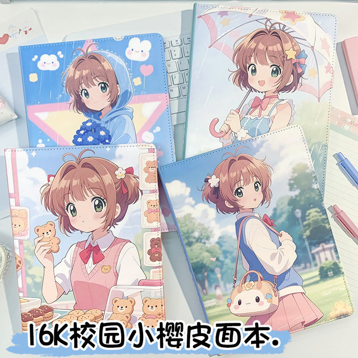 Wholesale 5pcs Campus Sakura Color Page Notebook Cartoon Leather Cover Anime Hardcover Leather Diary