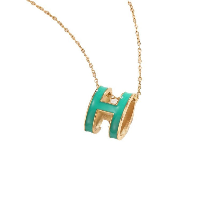 Wholesale H letter necklace pendant titanium steel jewelry collarbone chain versatile accessory