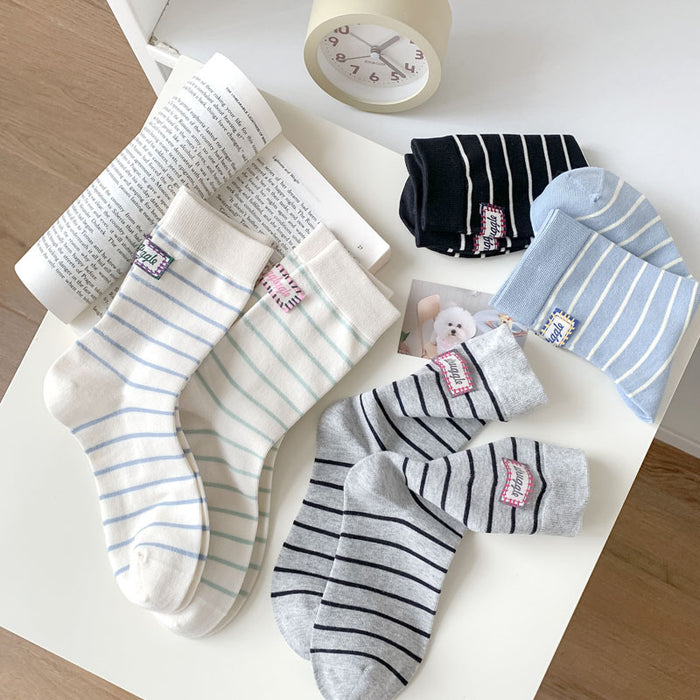 Wholesale Striped boneless socks with tube fabric, labeled pile, sock cotton