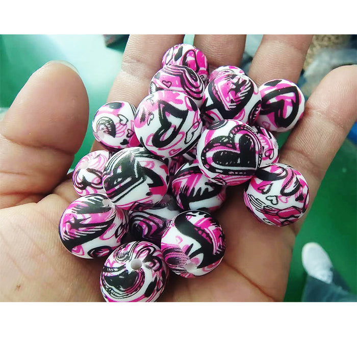 Wholesale 20pcs15mm Valentine's Day Printed Beads JDC-BDS-HongZhou007