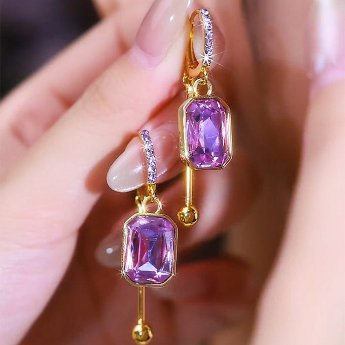Wholesale Purple Crystal Tassel Earrings