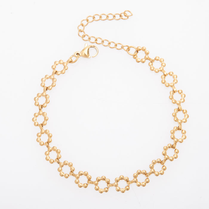 Wholesale New Plum Blossom Bracelet Vacuum Plated Personalized Titanium Steel Jewelry High Grade Left Wheel Magazine Necklace Waist Chain