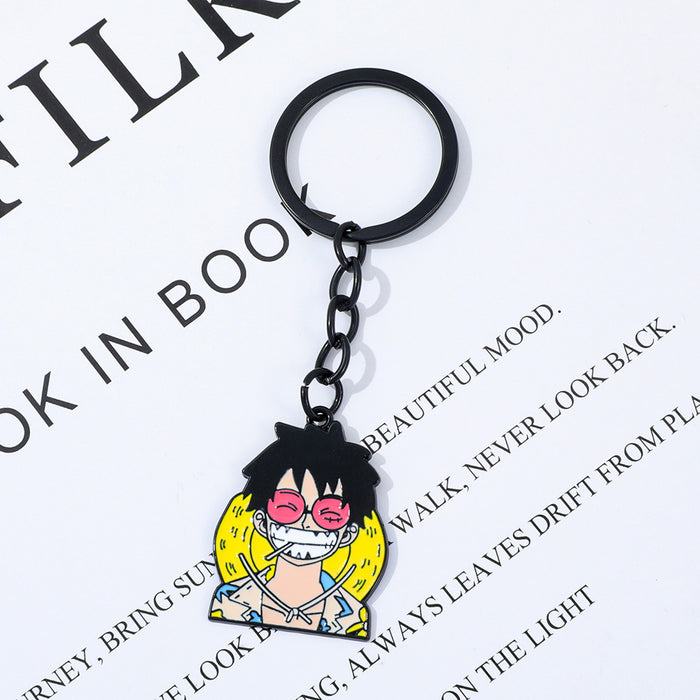 Wholesale Black metal ring paired with quirky pendant keychain decoration pendant