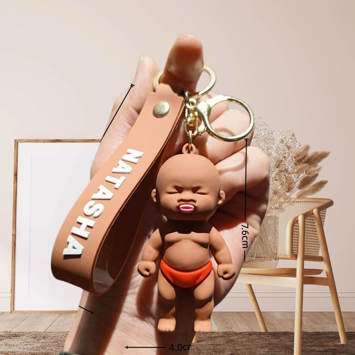 Wholesale Stylish Funny African Doll Keychain Pendant PVC Stress Relief Natasha Figure Car Key Accessory Bag Charm Decorative Gift