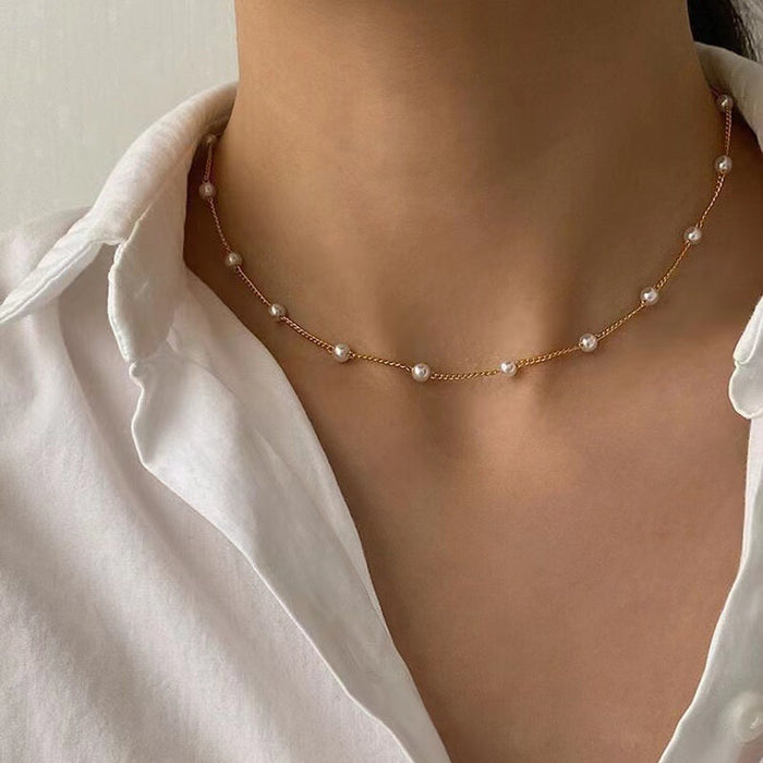 Wholesale jewelry new pearl neck chain fashion clavicle chain choker neck jewelry women
