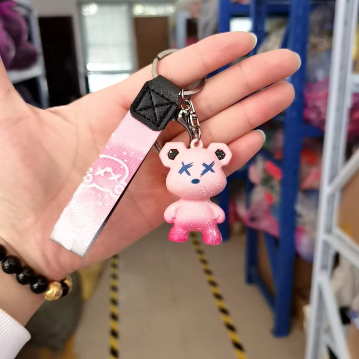 Wholesale Cartoon Drip Glue Gradient Keychain Cute Couple Gift Car Bag Doll Keychain Trendy Office Culture Accessory