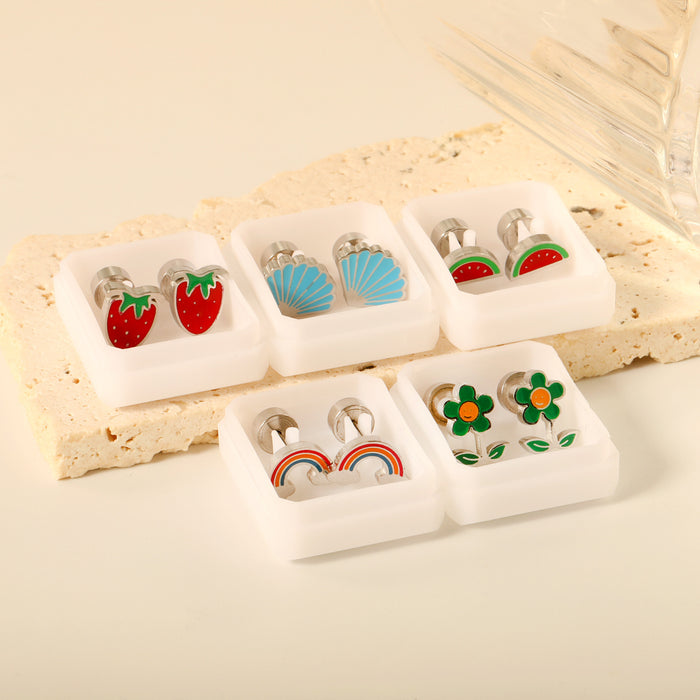 Wholesale Niche Design Cute Fruit Plants Rainbow Earrings
