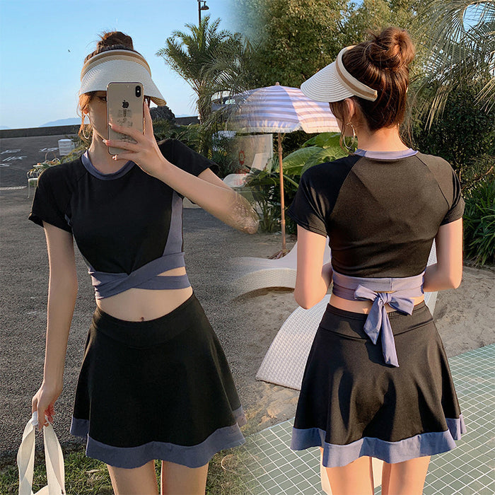 Wholesale  conservative swimsuit women's  close-fitting slim fresh skirt hot spring swimming suit