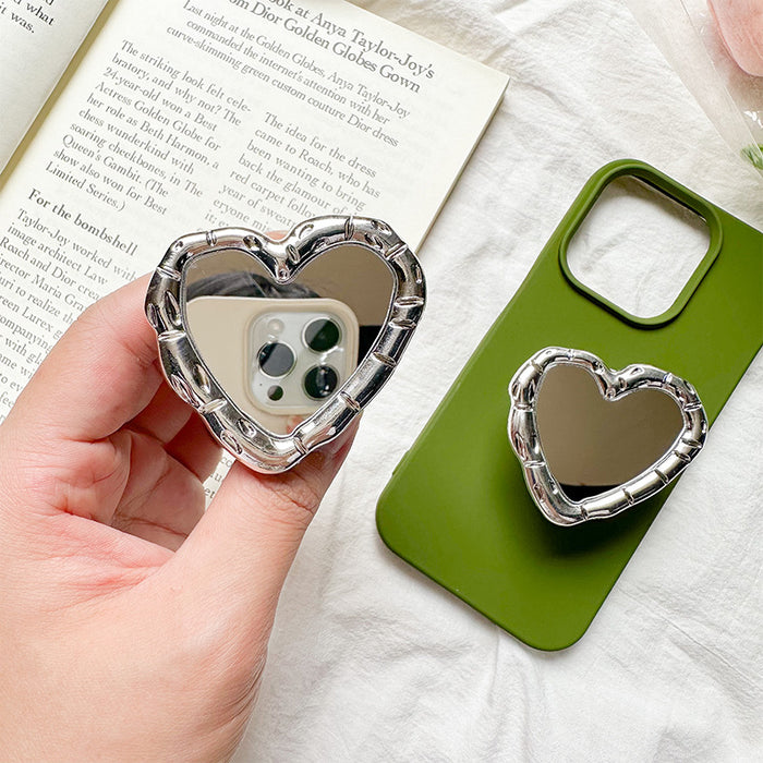 Wholesale Metal Heart-Shaped Mirror Phone Grips