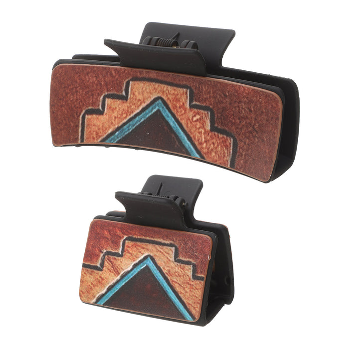 Wholesale Western Wind Lightning Pattern Leather Hairpin Combination suit Shark Clip Women' s Grab Clip