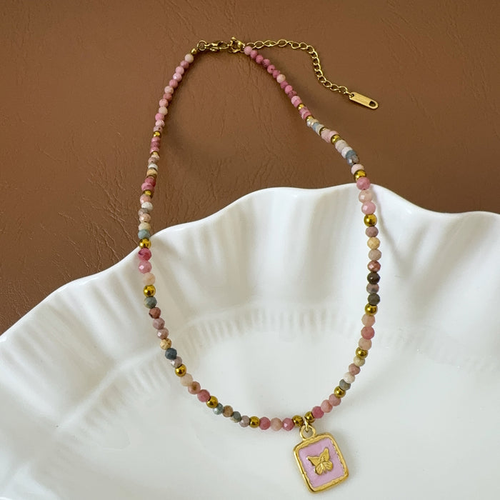 Wholesale Advanced style new natural stone bead necklace, fashionable, light luxury, niche, high-end temperament, versatile collarbone chain