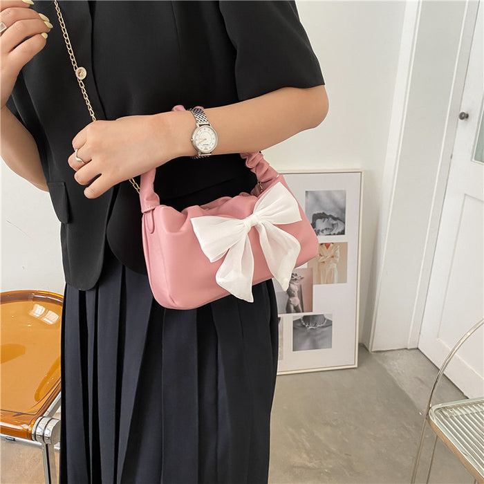 Wholesale Bow decoration small bag fashionable hand-held shoulder bag simple temperament crossbody