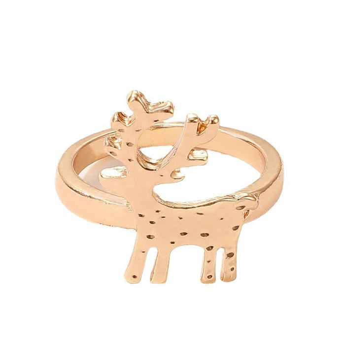 Wholesale Christmas Drip Oil Elk Santa Ring Alloy Jewelry Accessory Boutique Resale MOQ≥2